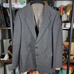 VTG St. Michael Men's Sport Coat Blazer Two Button Gray Plaid Wool Sz‎ 38S